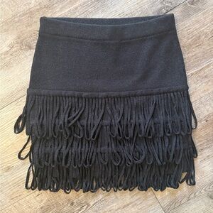 Endless Rose Black Fringe Mini Skirt
